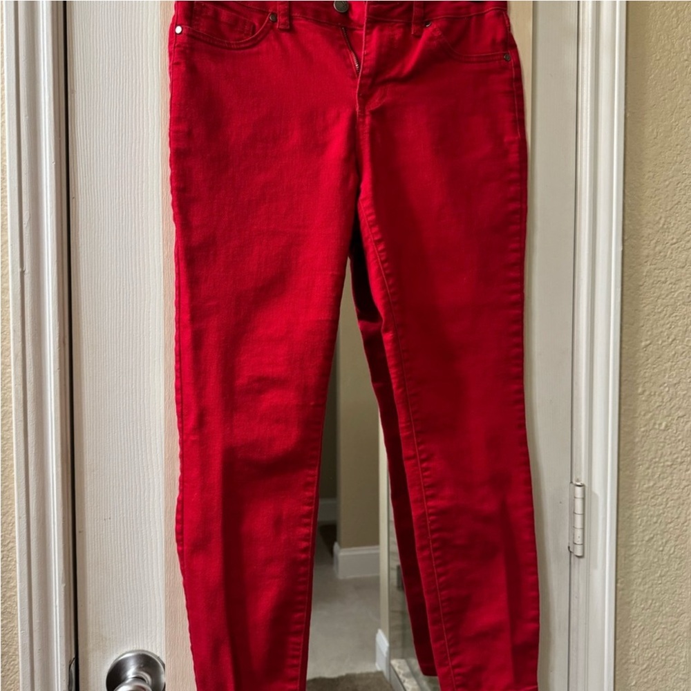 TWO PAIR!! STYLUS Women's Vibrant turquoise Jeans and red d.jeans bundle - Picture 3 of 9